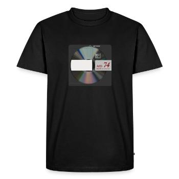 MiniDisc (Grey) with blank label for your own text - Men's Premium Organic T-Shirt - black - Front - Nico (187cm)