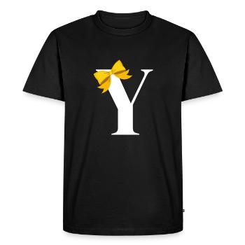 Letter y yellow bow - Men's Premium Organic T-Shirt - black - Front - Nico (187cm)