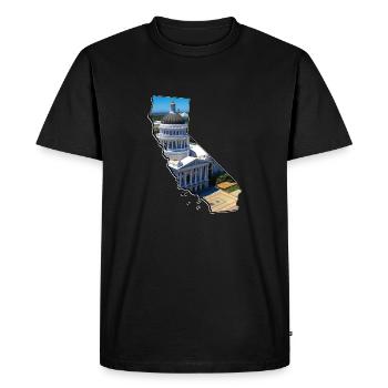 Capitole de Californie sur la carte de la Californie - T-shirt Premium bio Homme - noir - Devant - Nico (187cm)