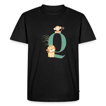Letter Q Green Jungle Animals - Men's Premium Organic T-Shirt - black - Front - Nico (187cm)
