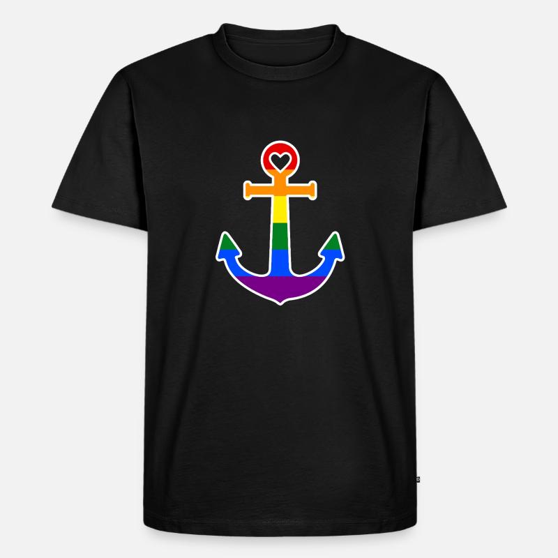 Regenbogenanker - Männer Premium Bio T-Shirt - Schwarz