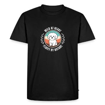 Wild at Heart - Vintage Sunset Maltese Dog Design - T-shirt Premium bio Homme - noir - Devant - Nico (187cm)