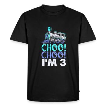 Anniversaire des enfants Train Train Conducteur Locomotive - T-shirt Premium bio Homme - noir - Devant - Nico (187cm)