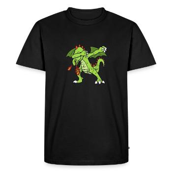 Retro Vintage Grunge Style Dabbing Dab Dragon - Men's Premium Organic T-Shirt - black - Front - Nico (187cm)