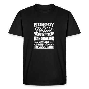shirt handball drôle de handball Y'a personne de parfait - T-shirt Premium bio Homme - noir - Devant - Nico (187cm)