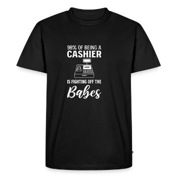 Les bébés se battent contre le cadeau du commis - T-shirt Premium bio Homme - noir - Devant - Nico (187cm)
