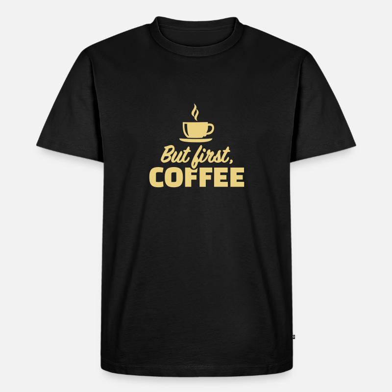 Kaffee - Männer Premium Bio T-Shirt - Schwarz