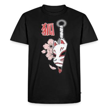 Kunai Kitsune Mask Fox - Men's Premium Organic T-Shirt - black - Front - Nico (187cm)