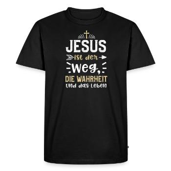 Jesus ist der Weg, die Wahrheit... - Männer Premium Bio T-Shirt - Schwarz - Vorne - Nico (187cm)