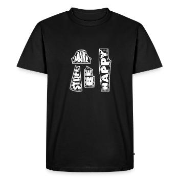 MAKE STUFF BE HAPPY - Men's Premium Organic T-Shirt - black - Front - Nico (187cm)
