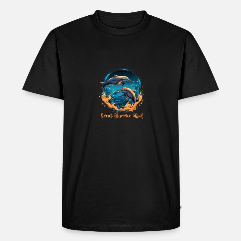 Great Barrier Reef Dolphins - Männer Premium Bio T-Shirt - Schwarz