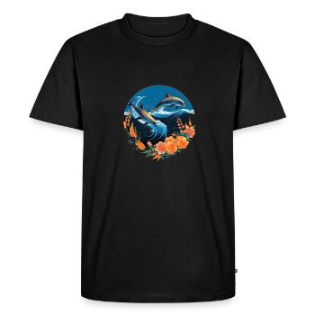 Dauphins en fleurs - T-shirt Premium bio Homme - noir - Devant - Nico (187cm)