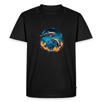 Dophines dans la mer - T-shirt Premium bio Homme - noir - Devant - Nico (187cm)