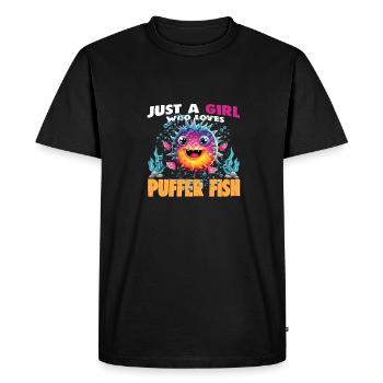 Just a Girl who Loves PUFFER FISH - Men's Premium Organic T-Shirt - black - Front - Nico (187cm)