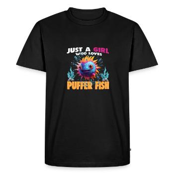 Just a Girl who Loves PUFFER FISH - Men's Premium Organic T-Shirt - black - Front - Nico (187cm)