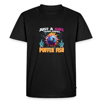 Juste une fille qui aime le poisson-globe - T-shirt Premium bio Homme - noir - Devant - Nico (187cm)