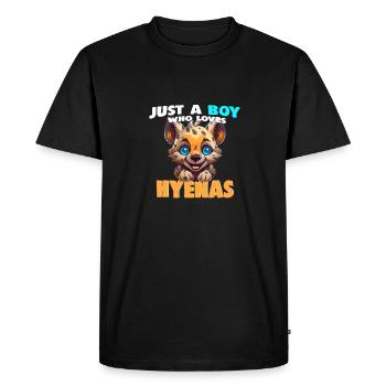 Juste un garçon qui aime les hyènes - T-shirt Premium bio Homme - noir - Devant - Nico (187cm)