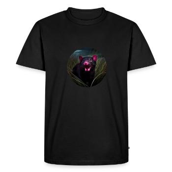 Le diable de Tasmanie dans l’herbe - T-shirt Premium bio Homme - noir - Devant - Nico (187cm)