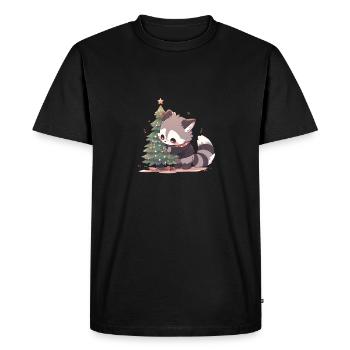 Raccoon christmastree - Men's Premium Organic T-Shirt - black - Front - Nico (187cm)