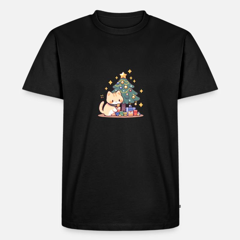 Cat Chritmas tree - Männer Premium Bio T-Shirt - Schwarz