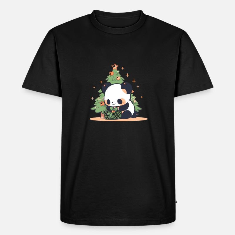 Panda Bear Christmas tree - Männer Premium Bio T-Shirt - Schwarz