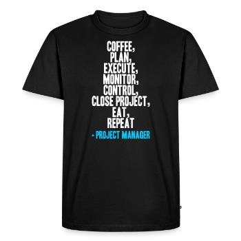 Chef de projet - Répéter - T-shirt Premium bio Homme - noir - Devant - Nico (187cm)