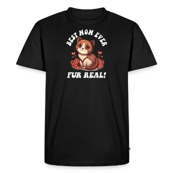 Fête des mères avec fourrure de chat Vraie fête des mères mignonne - T-shirt Premium bio Homme - noir - Devant - Nico (187cm)