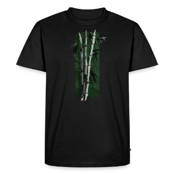 Zen Tranquility : Élégante bambouseraie - T-shirt Premium bio Homme - noir - Devant - Nico (187cm)