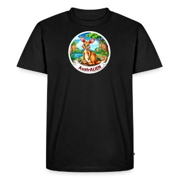 ausAustralia Roo Aussie Funny Australien Kangaroo - Men's Premium Organic T-Shirt - black - Front - Nico (187cm)