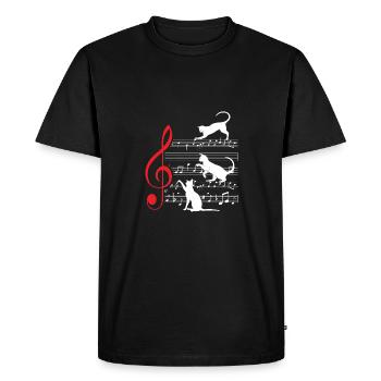 Chat chats partition musicien cadeau Score - T-shirt Premium bio Homme - noir - Devant - Nico (187cm)