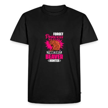 Forget Princess Funny Beaver Hunting Season A - Men's Premium Organic T-Shirt - black - Front - Nico (187cm)
