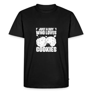 Just A Boy Who Loves Funny Cookies A The Cookie - Men's Premium Organic T-Shirt - black - Front - Nico (187cm)
