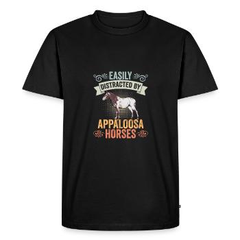 Facilement distrait par de drôles de chevaux Appaloosa - T-shirt Premium bio Homme - noir - Devant - Nico (187cm)