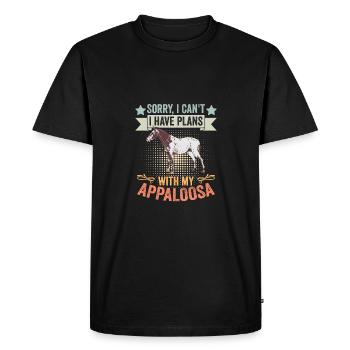 Désolé je ne peux pas j’ai des projets avec mon appaloosa rétro - T-shirt Premium bio Homme - noir - Devant - Nico (187cm)