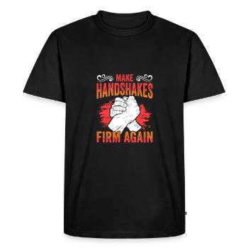 Funny Arm Wrestling Competition Make Handshakes - Men's Premium Organic T-Shirt - black - Front - Nico (187cm)