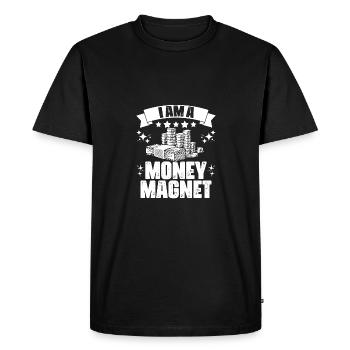Génial Je suis un aimant d’argent manifestant riche - T-shirt Premium bio Homme - noir - Devant - Nico (187cm)