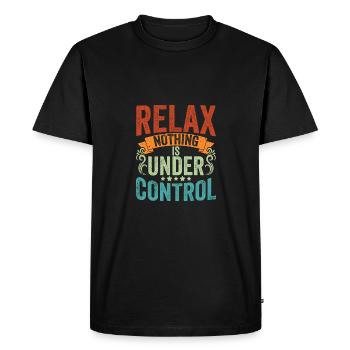 Vintage Nothing Is Under Control Meditation Yoga - Men's Premium Organic T-Shirt - black - Front - Nico (187cm)