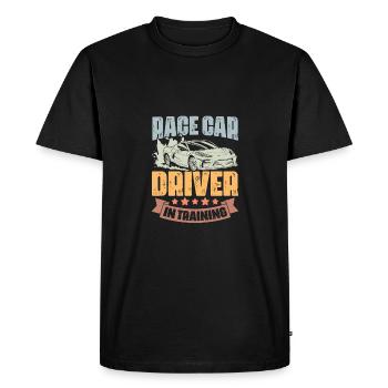 Pilote de course en formation Retro Car Race - T-shirt Premium bio Homme - noir - Devant - Nico (187cm)