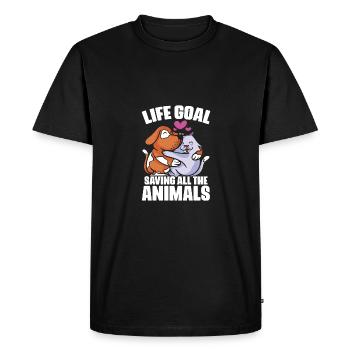 Funny Life Goal Save All The Animals For A Vet Med - Men's Premium Organic T-Shirt - black - Front - Nico (187cm)