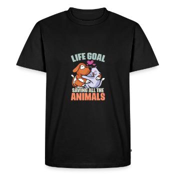 Retro Life Goal Save All The Animals For A Vet Med - Men's Premium Organic T-Shirt - black - Front - Nico (187cm)