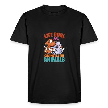 Vintage Life Goal Save All The Animals For Vet Med - Men's Premium Organic T-Shirt - black - Front - Nico (187cm)