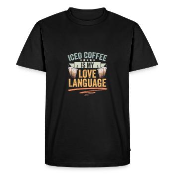 Le café glacé est ma langue d’amour Café glacé rétro - T-shirt Premium bio Homme - noir - Devant - Nico (187cm)