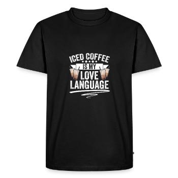 Funny Iced Coffee Is My Love Language Iced Coffee - Men's Premium Organic T-Shirt - black - Front - Nico (187cm)
