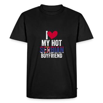Awesome I Love My Hot Serbian Boyfriend For A - Men's Premium Organic T-Shirt - black - Front - Nico (187cm)