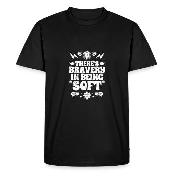 Inspirational There's Bravery In Being Soft - Men's Premium Organic T-Shirt - black - Front - Nico (187cm)
