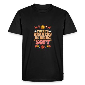 Motivational There's Bravery In Being Soft - Men's Premium Organic T-Shirt - black - Front - Nico (187cm)