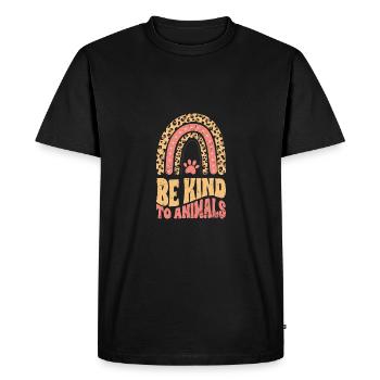 Soyez gentil avec les animaux Bohême arc-en-ciel Droits des animaux - T-shirt Premium bio Homme - noir - Devant - Nico (187cm)