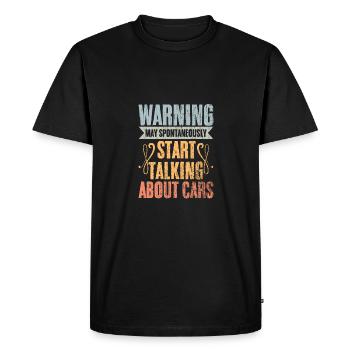 Vintage Warning peut spontanément commencer à parler - T-shirt Premium bio Homme - noir - Devant - Nico (187cm)