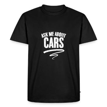 Drôle Posez-moi des questions sur les voitures pour un vendeur de voitures - T-shirt Premium bio Homme - noir - Devant - Nico (187cm)