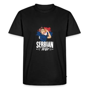 La femme serbe Srbija’s Unbreakable Woman Serbie - T-shirt Premium bio Homme - noir - Devant - Nico (187cm)